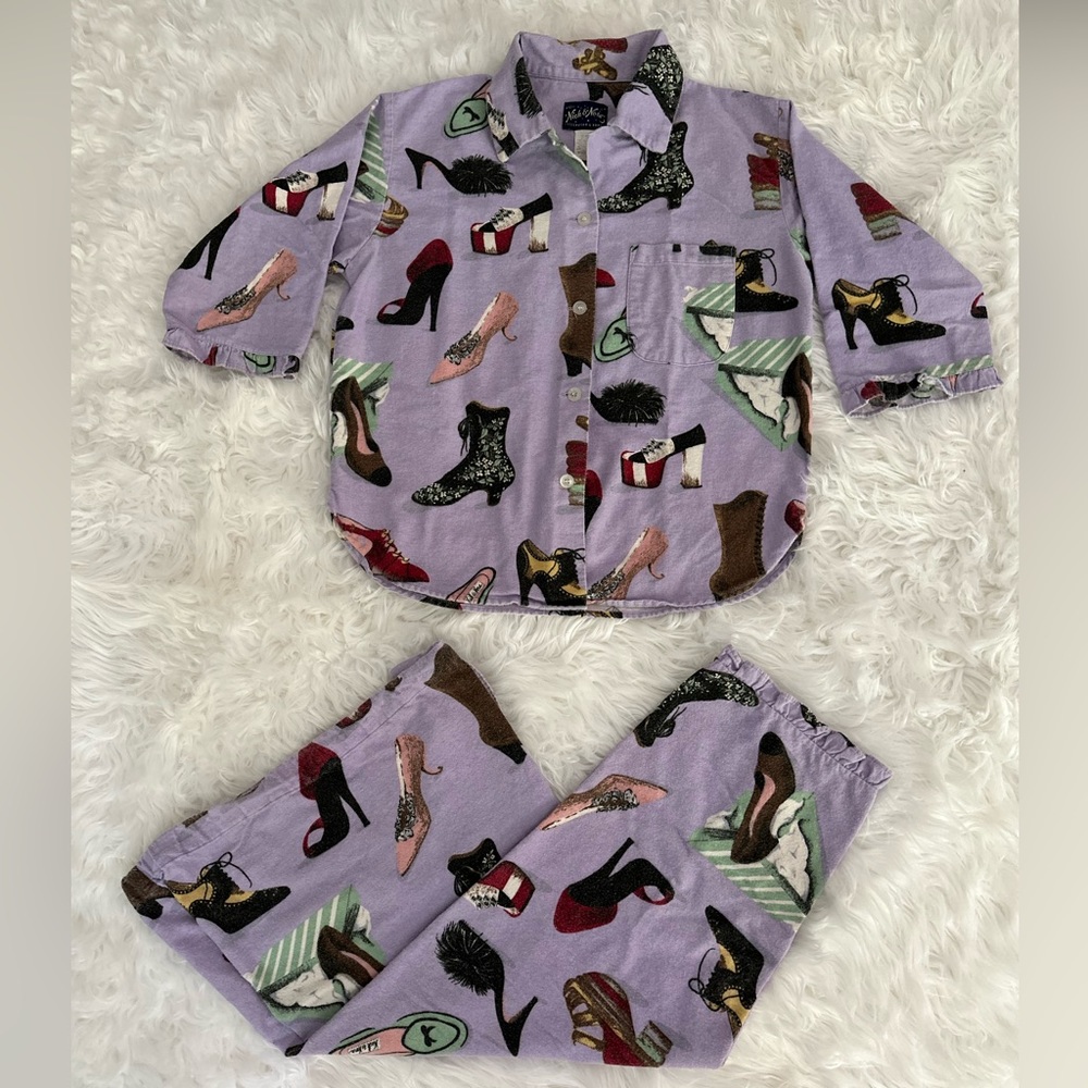 NICK&NORA RARE OLD SHOE 90's 100% cotton flannel pajamas Sz S